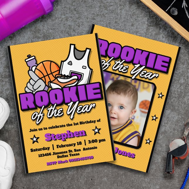 Rookie of the Year - Boy First Birthday Basketball Invitation (Rookie of the Year - Boy First Birthday Basketball Invitation)