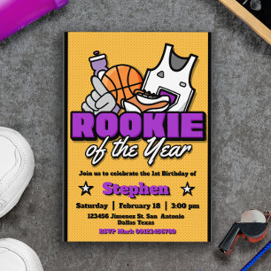 Rookie of the Year - Boy First Birthday Basketball Invitation