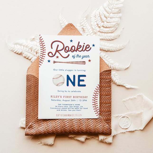 Rookie of the Year First Birthday Baseball Party I Invitation (Creator Uploaded)