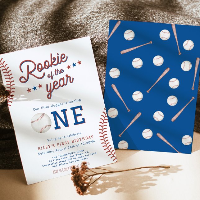 Rookie of the Year First Birthday Baseball Party I Invitation (Creator Uploaded)