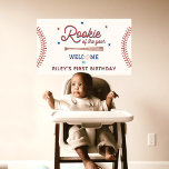 Rookie of the Year First Birthday Welcome Banner<br><div class="desc">This awesome Welcome Sign features watercolor baseball graphics - the perfect way to accent your little slugger's birthday party. Easily edit most wording to match your event! Are you a baseball fan that has different team colours!? No problem! Text and background colours are FULLY editable —> click the "Edit Using...</div>