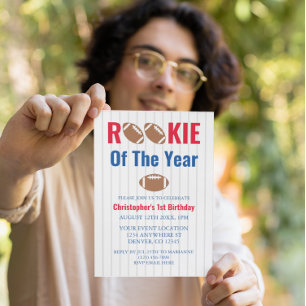 Rookie Of The Year Football 1st Birthday Invitation