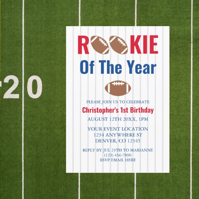 Rookie Of The Year Football 1st Birthday Invitation (Creator Uploaded)