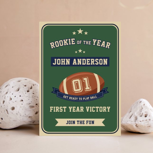 Rookie Of The Year Football 1st Birthday Party Invitation (Creator Uploaded)