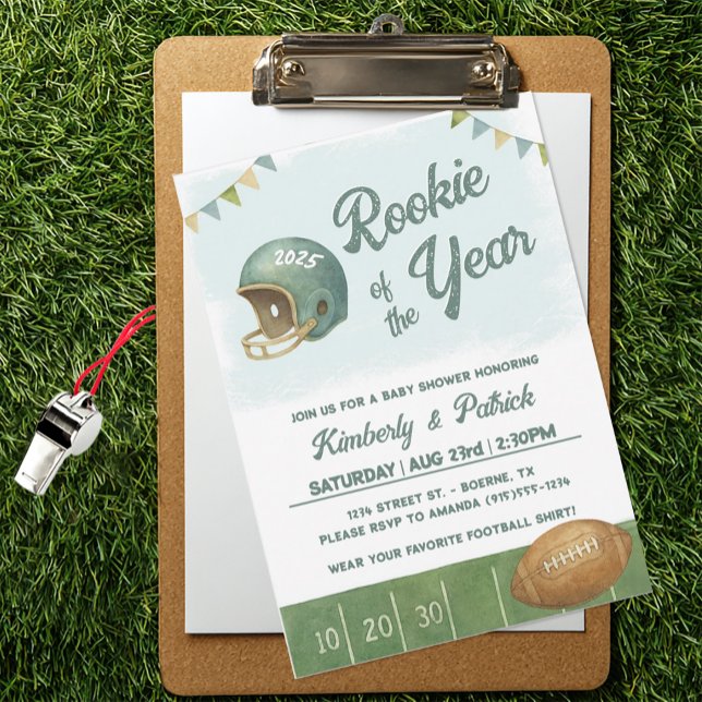 Rookie of the Year Football  Invitation (Rookie of the Year Football Baby Shower Invitation)