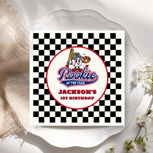 Rookie Of The Year Personalised Baseball Birthday Napkin