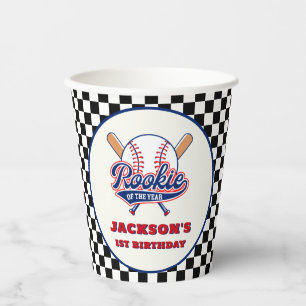 Rookie Of The Year Personalised Baseball Birthday Paper Cups