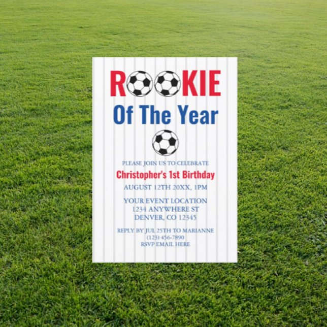 Rookie Of The Year Soccer 1st Birthday Invitation (Creator Uploaded)