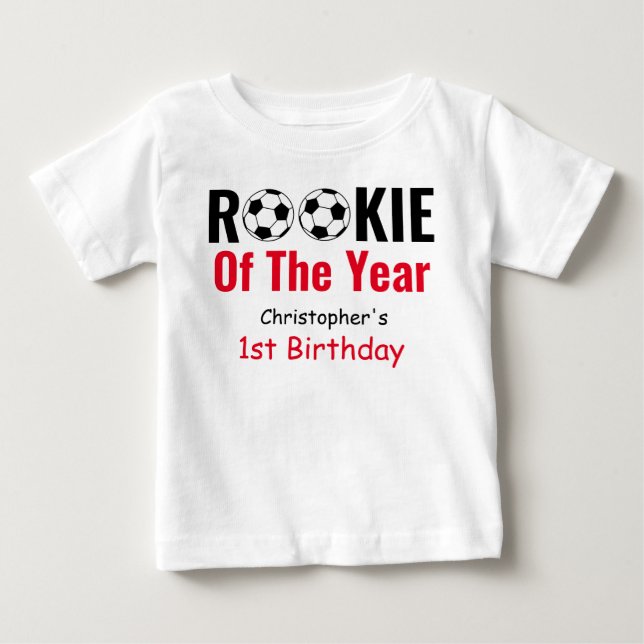 Rookie Soccer 1st Birthday Baby T-Shirt (Front)