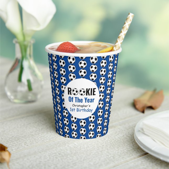 Rookie Soccer 1st Birthday Paper Cups (Insitu)