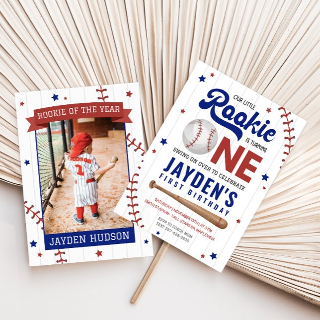 Rookie Year Baseball First Birthday Invitation (Creator Uploaded)