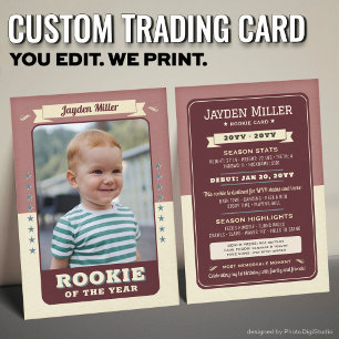 Rookie Year Basketball 1st Birthday Trading Card