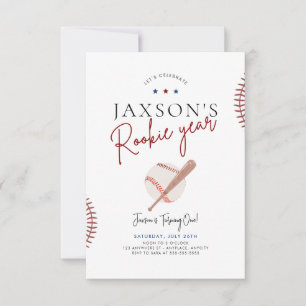 Rookie Year First Birthday Invitation Baseball