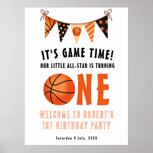 Rookies of the Basketball 1st Birthday Party Poster
