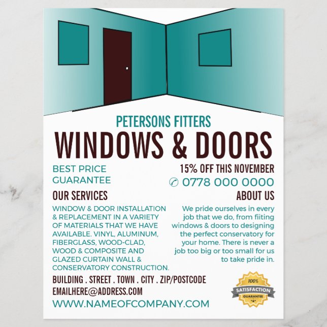 Room Design, Window & Door Fitter Company Flyer (Front)