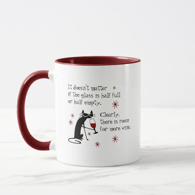 Room for More Wine Funny Quote with Cat Mug (Left)