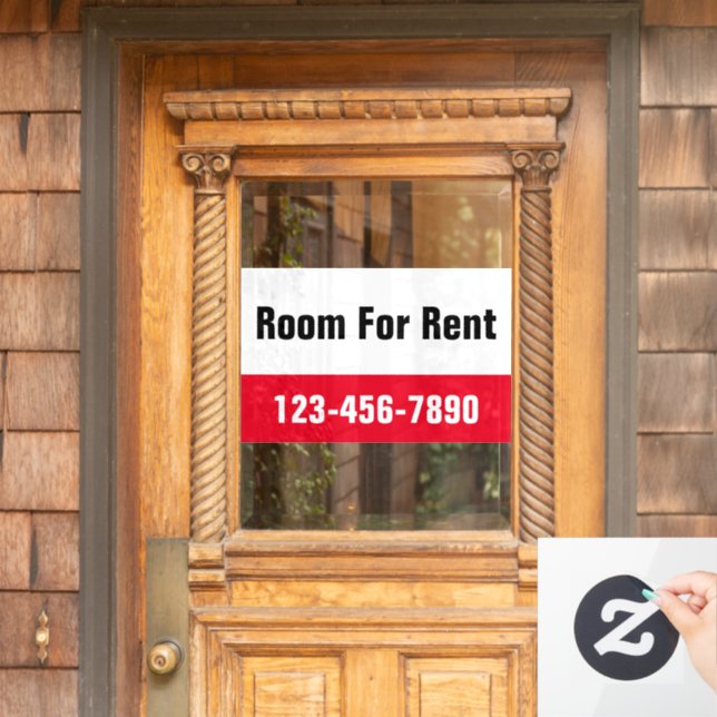 Room For Rent Red Black and White Phone Number (Home Door)