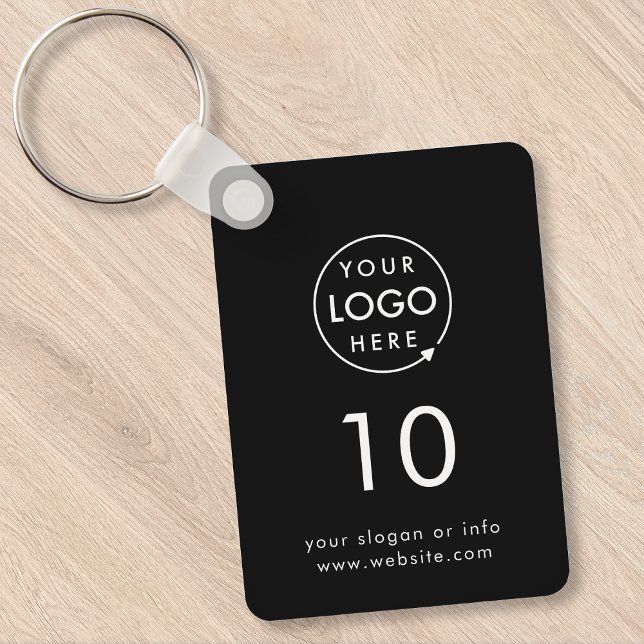 Room Number | Black Hospitality Business Modern Ke Key Ring (Company branded room key keychain for offices, hotels, hospitality & business premises.)