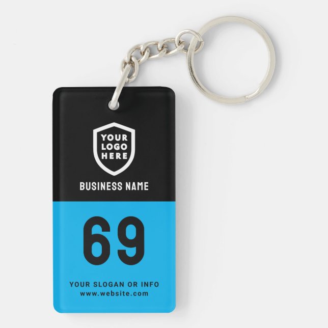 Room Number | Logo Business Modern Keychain (Back)