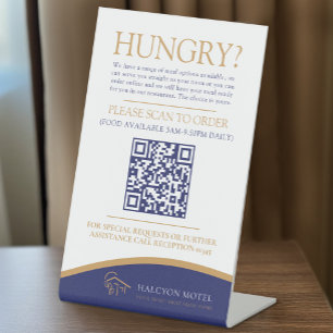 Room service food ordering Hotel Motel B&B QR code Pedestal Sign