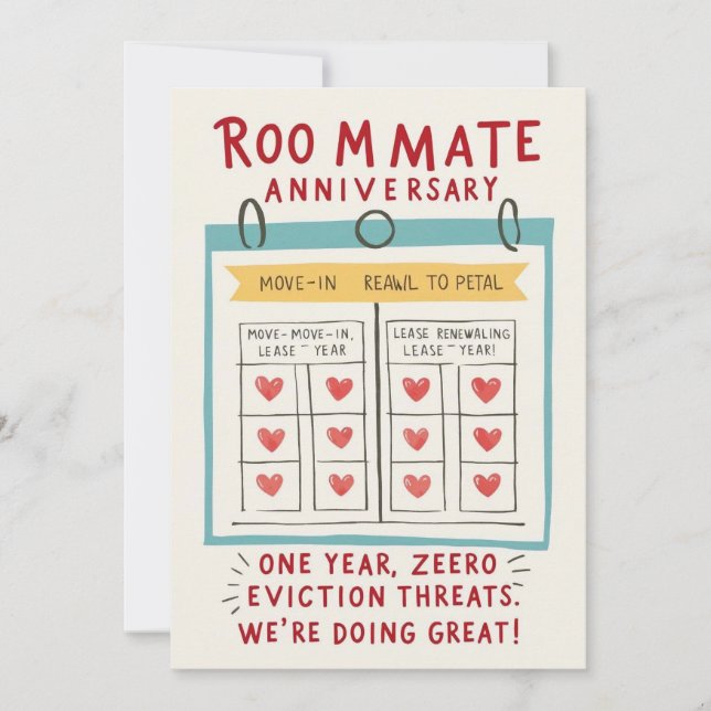 Roommate Anniversary Card (Front)