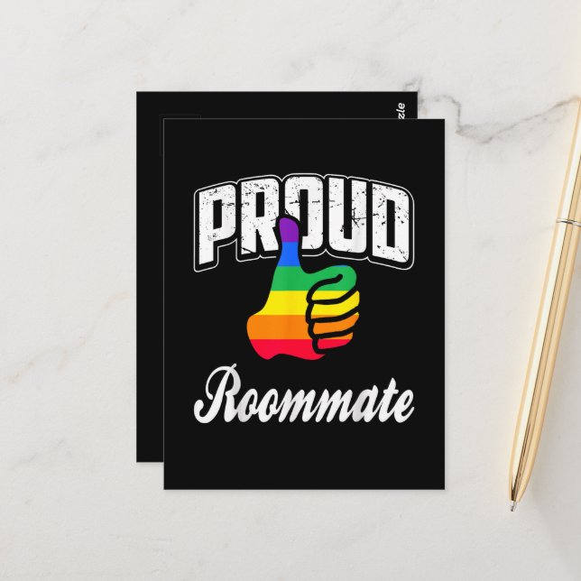  Roommate Gay Pride Postcard (Front/Back In Situ)