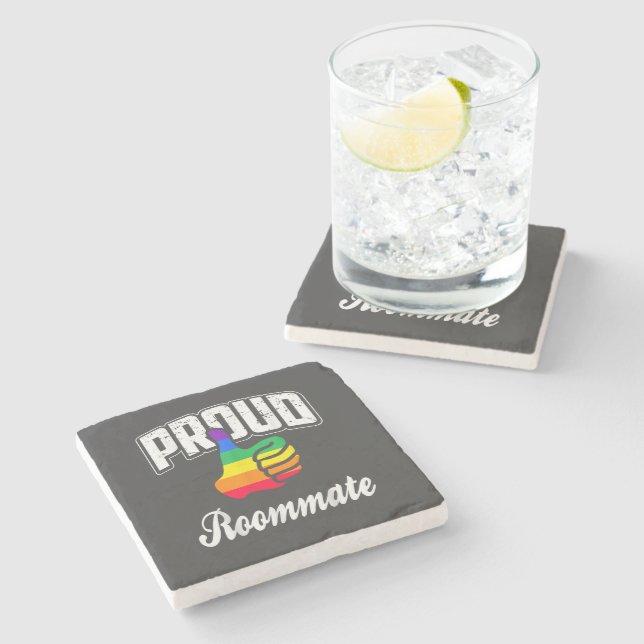  Roommate Gay Pride Stone Coaster (Side)