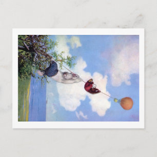 Roosevelt Bears Descend from Hot Air Ballon Postcard