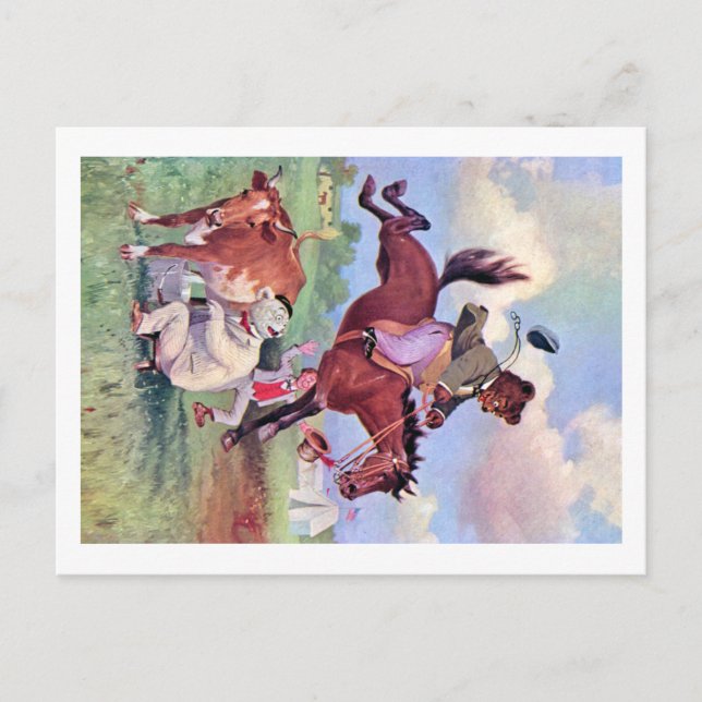 Roosevelt Bears Riding Rodeo Horses Postcard (Front)