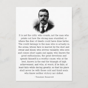 Roosevelt "Man in the Arena" Inspiring Postcard