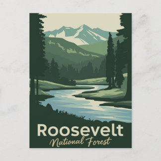 Roosevelt National Forest Minimal Travel Art  Holiday Postcard