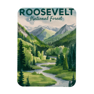 Roosevelt National Forest Watercolor Travel Magnet