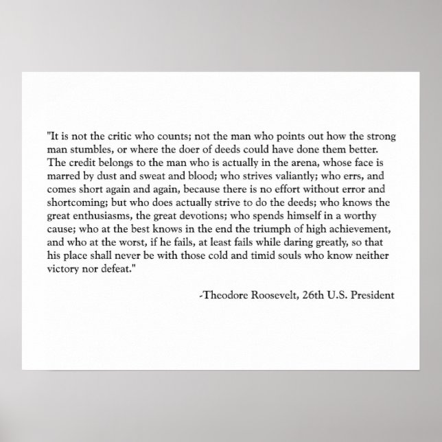 Roosevelt Quote Poster (Front)