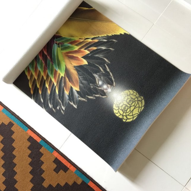 ROOST Yoga Mat, Black, Gold, Pink Rainbow Feathers Mat (Creator Uploaded)