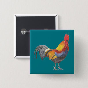 Rooster 15 Cm Square Badge