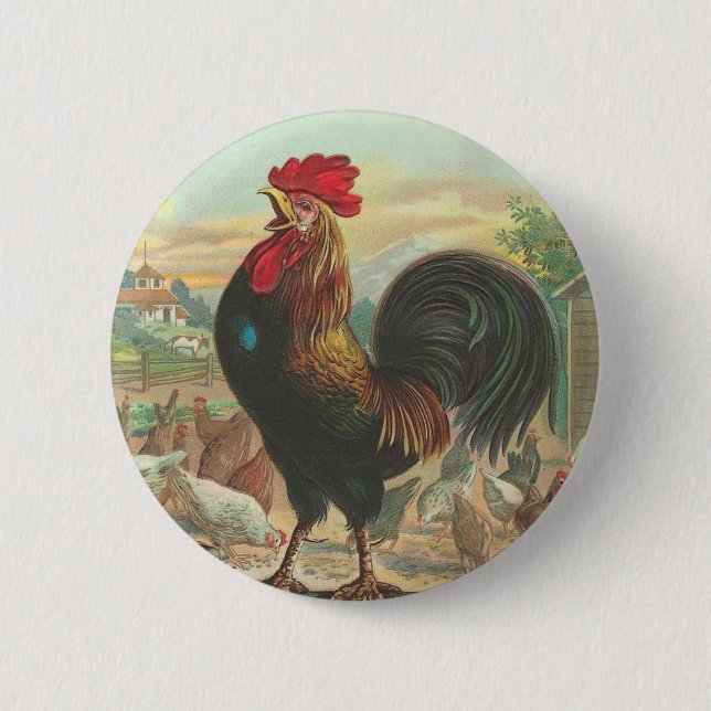 Rooster 6 Cm Round Badge (Front)