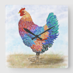 Rooster Acrylic Wall Clock