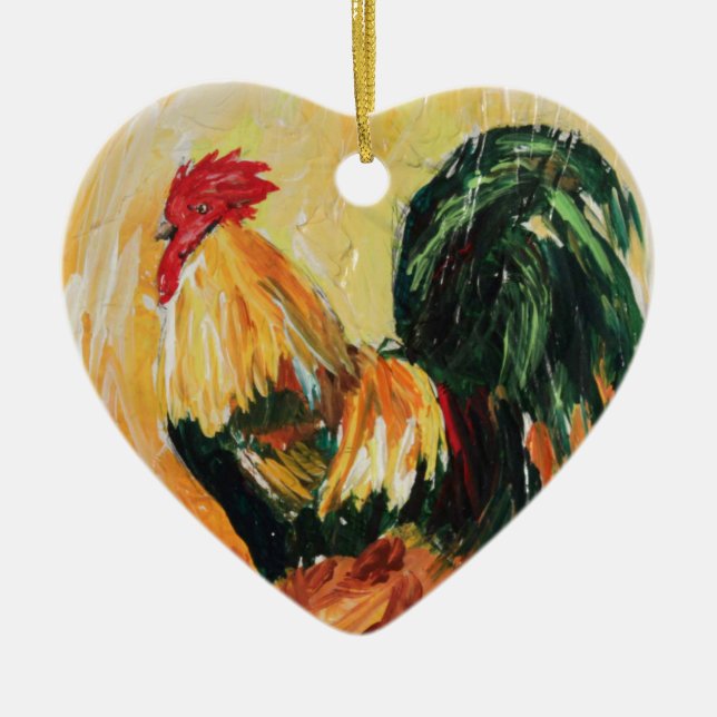 Rooster Alexis. Personal designs of roosters Ceramic Tree Decoration (Front)