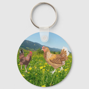 Rooster and Chicken 1 Key Ring