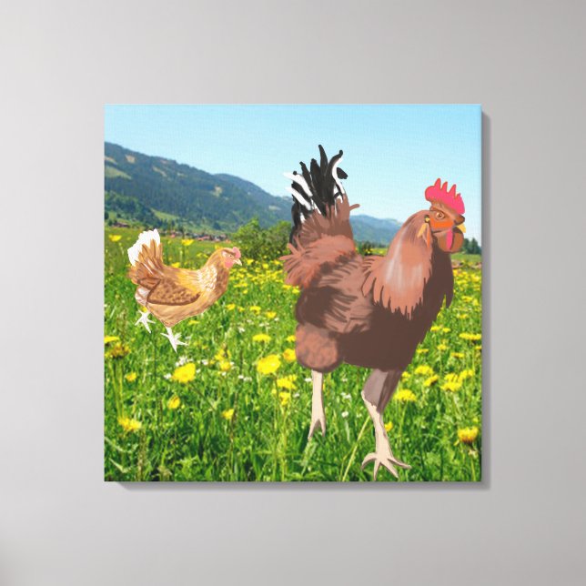 Rooster and Chicken 3  Canvas Print (Front)