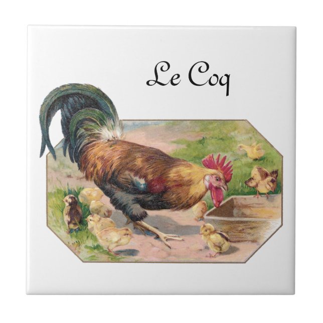 Rooster and Chicks Tile (Front)