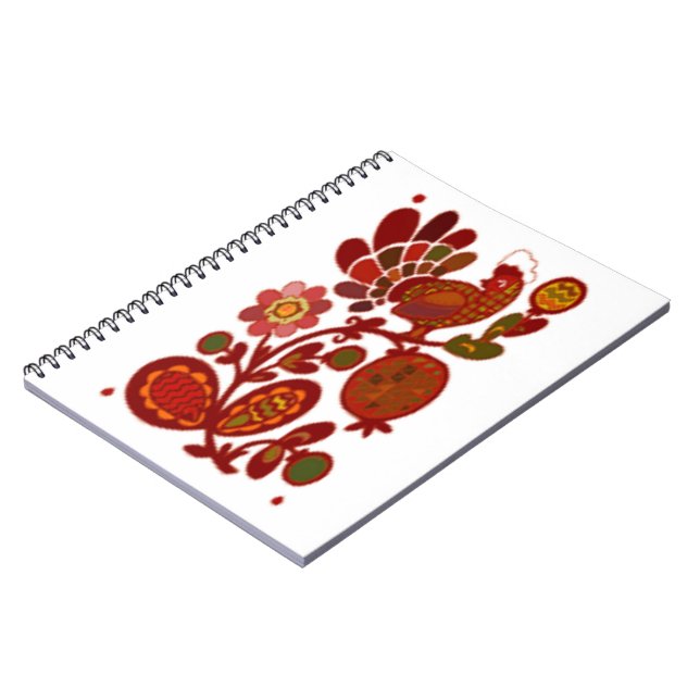 ROOSTER AND FLOWERS SPIRAL NOTEBOOK (Left Side)