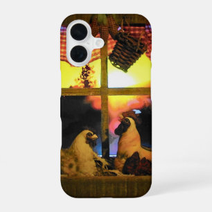 Rooster and Hen at Sunrise iPhone 16 Case