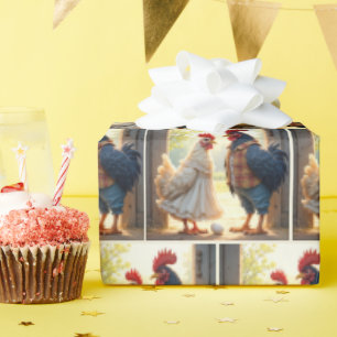 Rooster and Hen Humour Wrapping Paper