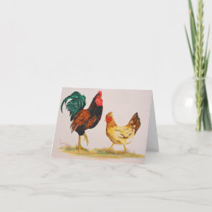 Rooster and Hen Note Card