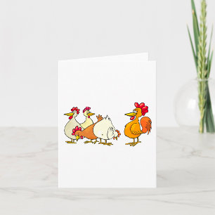 Rooster And Hens Card