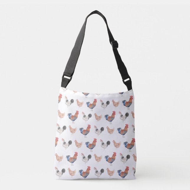 Rooster And Hens Crossbody Bag (Front)