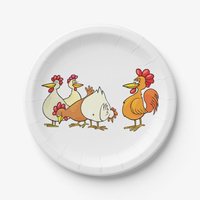 Rooster And Hens Paper Plate (Front)