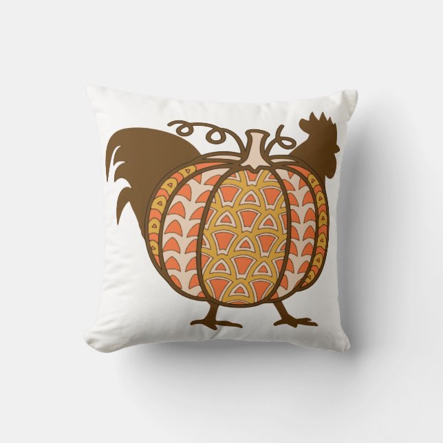 Rooster and Pumpkin    Cushion (Front)