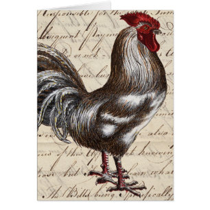 Rooster and Vintage Ephemera Blank All Occassions